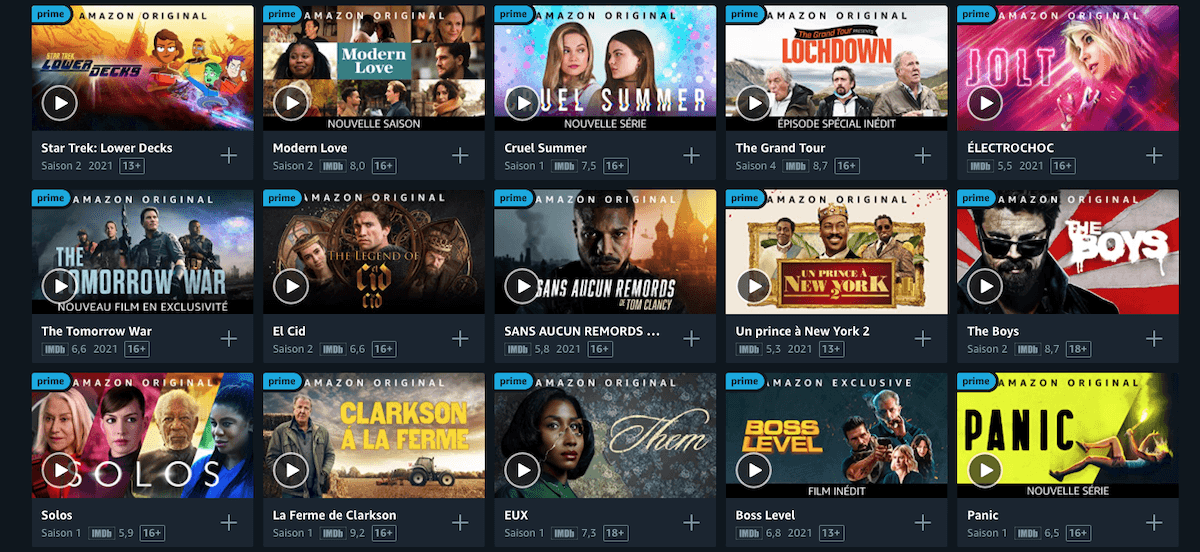 Amazon Prime Video comme alternatives à Netflix
