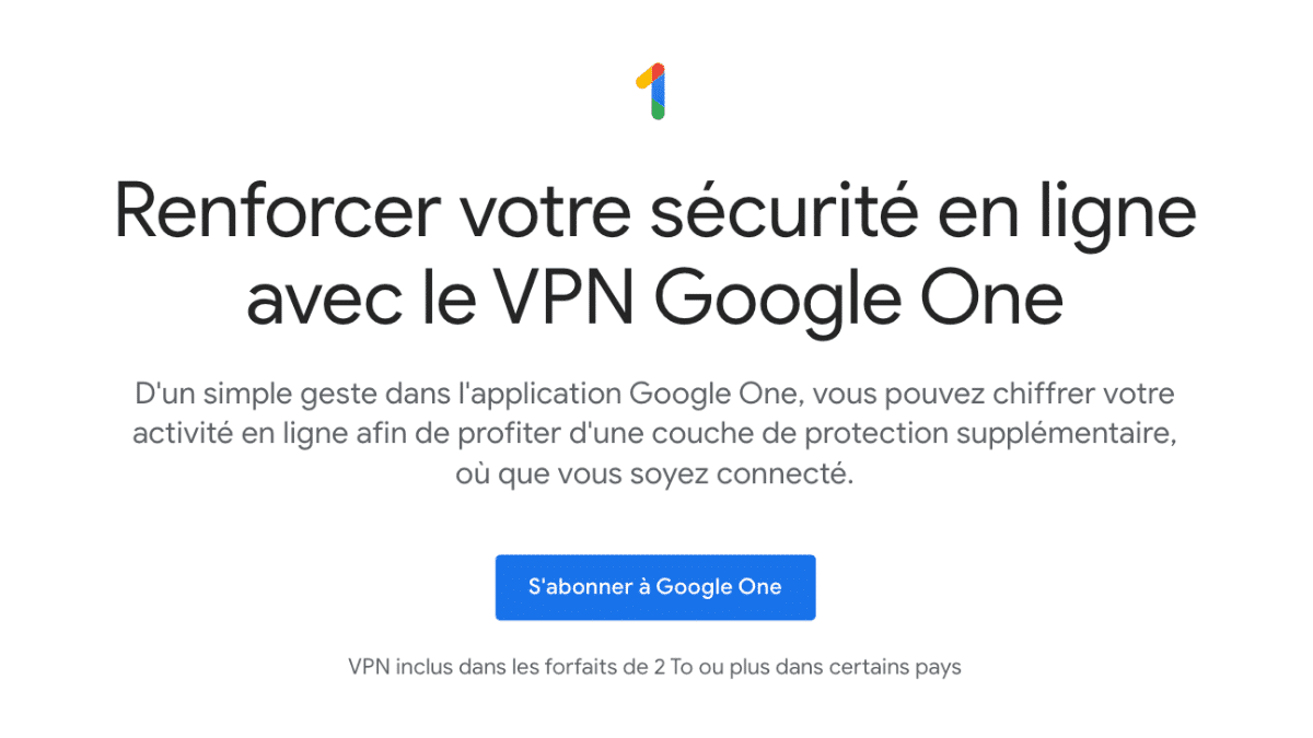 Google VPN avec Google One