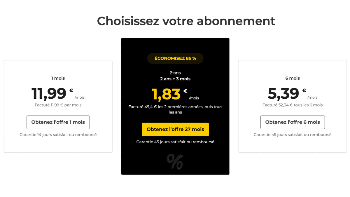 L'offre Black Friday de CyberGhost est en promotion L'abonnement de 2 ans est en promotion