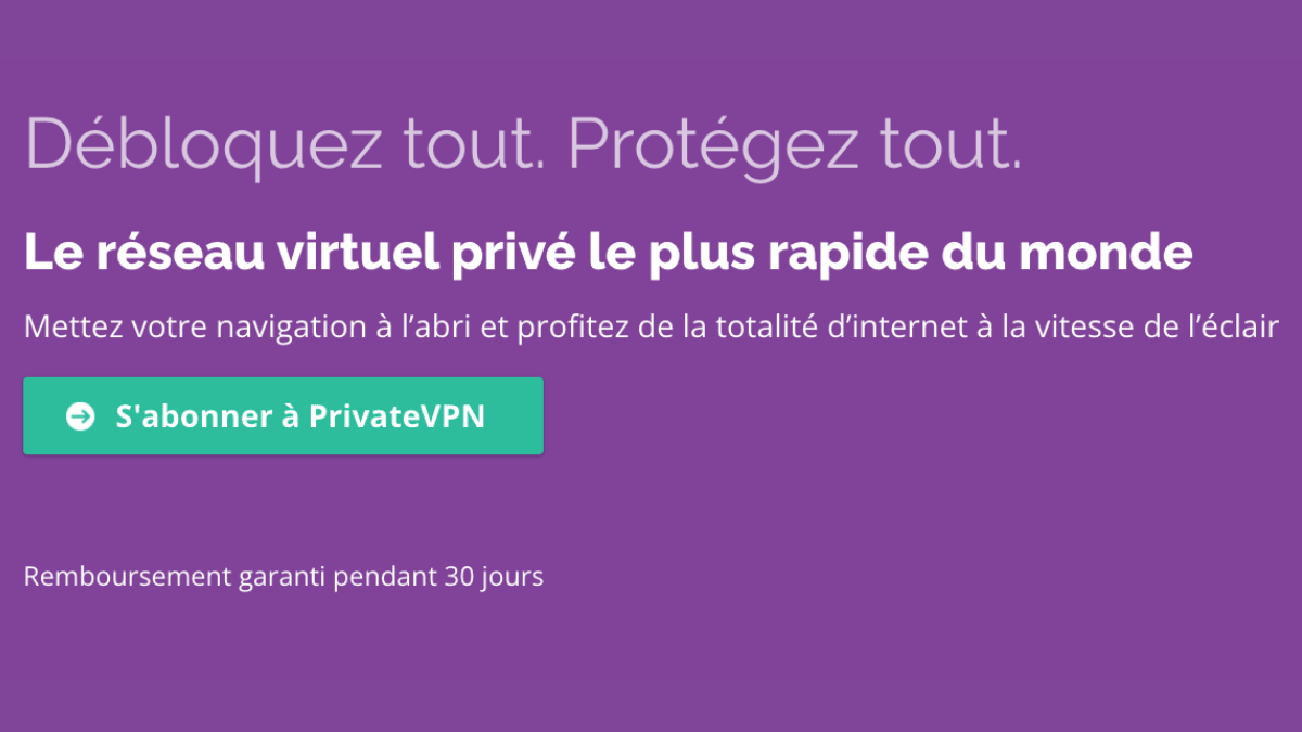 PrivateVPN pour surfer en toute confidentialité Promotion sur PrivateVPN