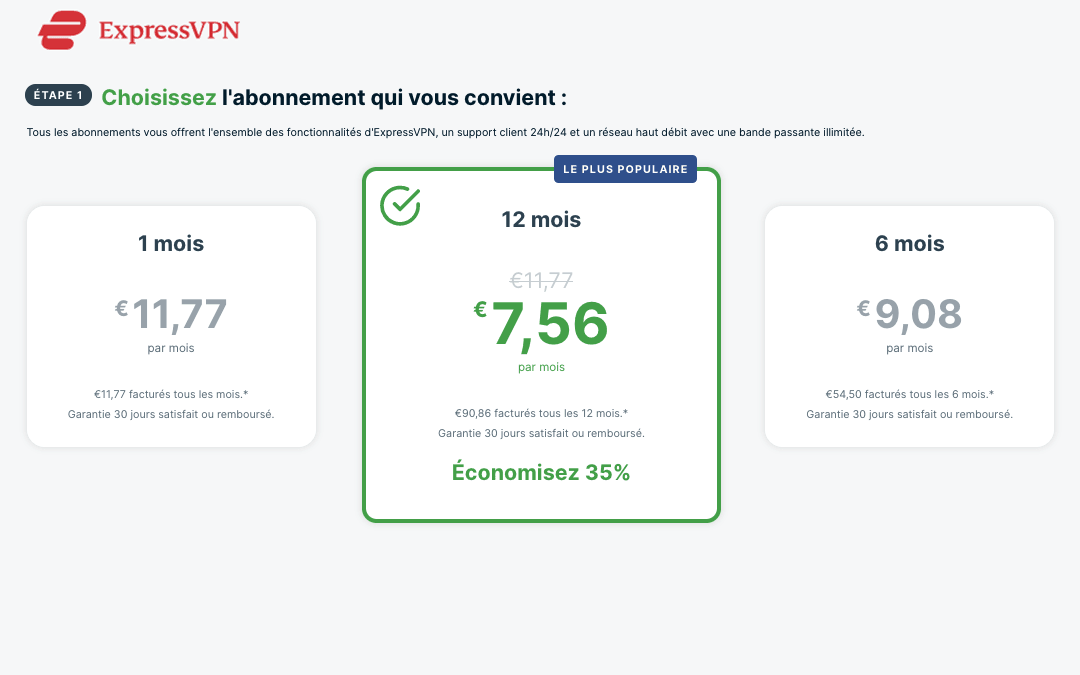 Un fournisseur compétent pour une protection complète Les tarifs ExpressVPN