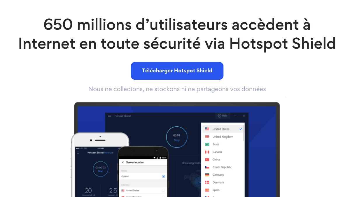Hotspot Shield est un très bon fournisseur de réseau privé meilleurs VPN