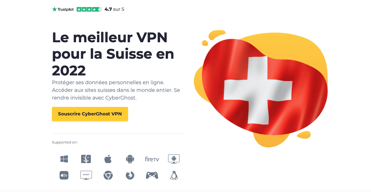 CyberGhost pour débloquer la chaîne suisse RTS