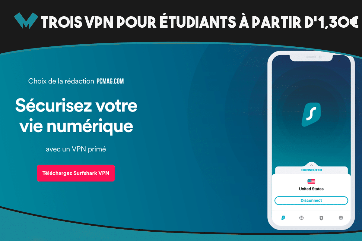Trois VPN pour étudiants pas chers et performants avec Surfshark, PureVPN et VyprVPN