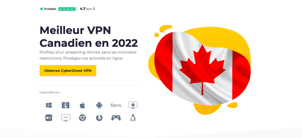 Se connecter au Canada grâce à Cyberghost