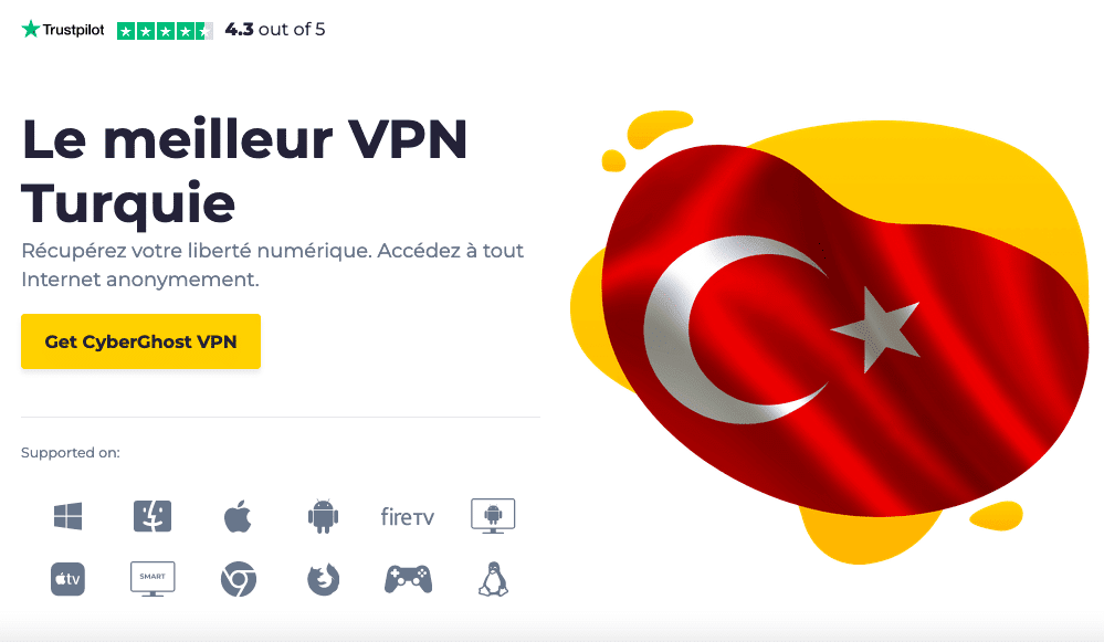 Le VPN de Cyberghost pour la Turquie