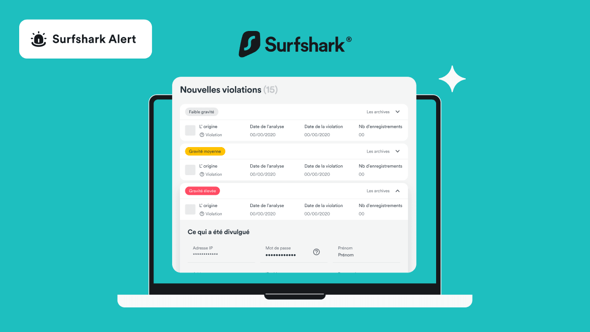Recevez des alertes en temps réel Surfshark Alert