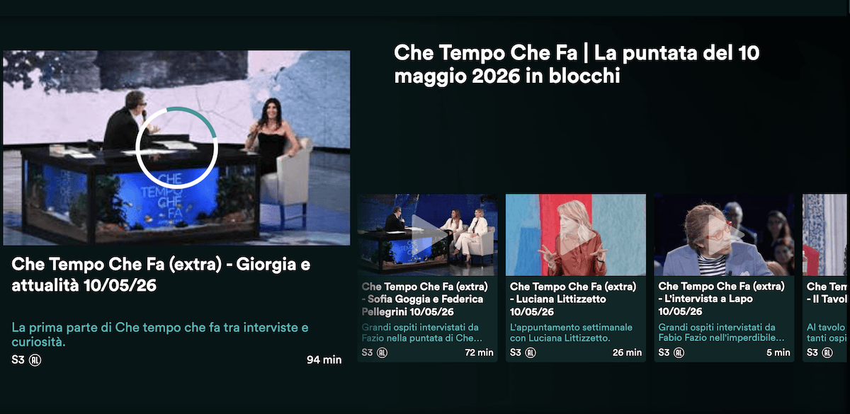 Programme Nove Programmes de la chaîne italienne Dove