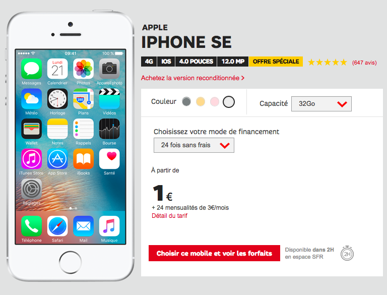 Sfr L Iphone Se Des 1 Et Un Forfait A 0 Pendant 12 Mois