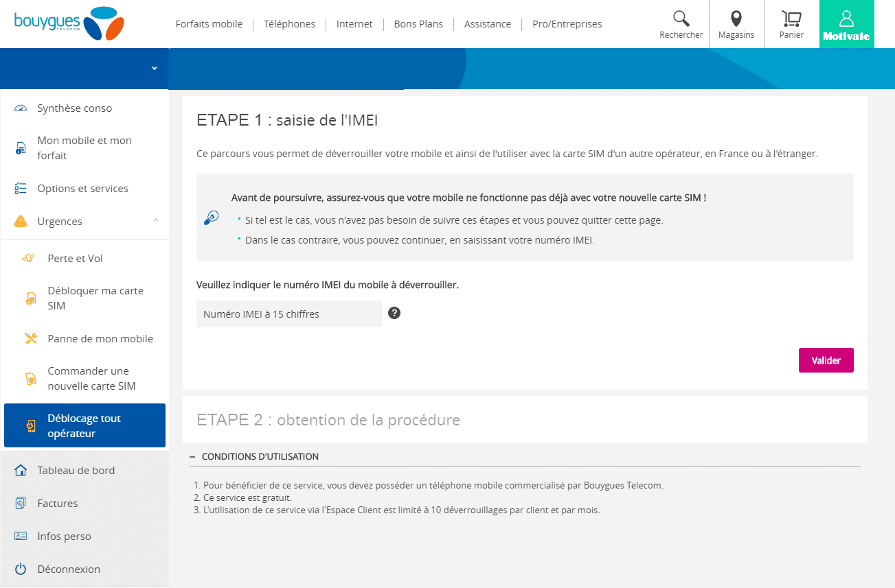 Il est possible de débloquer son téléphone directement depuis son compte client Bouygues Télécom.