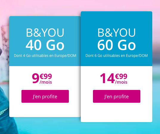 Forfait pas cher avec B&YOU, pour des data 4G à petit prix.