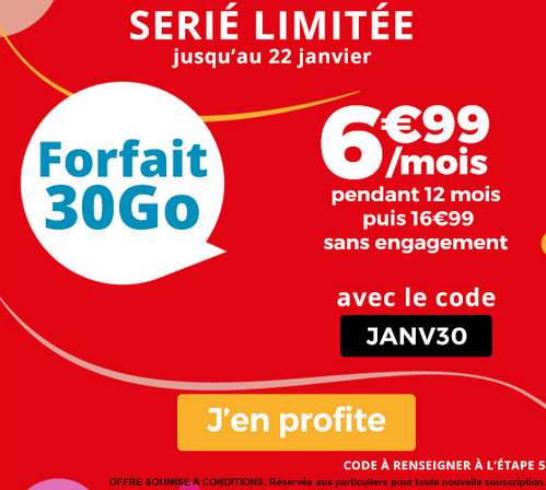 Auchan Telecom et son forfait sans engagement avec 30 Go de 4G.