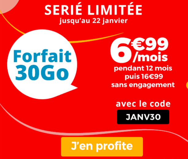 Le forfait 30 Go en promotion de Auchan Telecom.