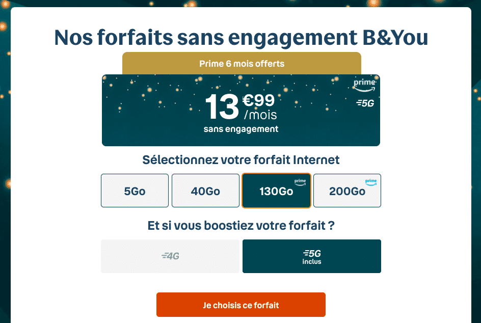 Promo forfait Noël de B&YOU