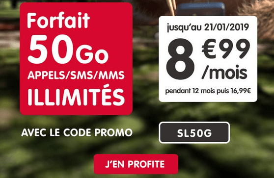 NRJ Mobile forfait en promotion avec 50 Go 4G pour les soldes d'hiver. 