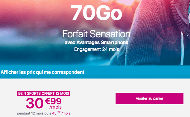 Forfait mobile Sensaton 70 Go chez Bouygues Telecom.
