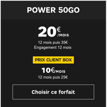Forfait SFR Power 50 Go.