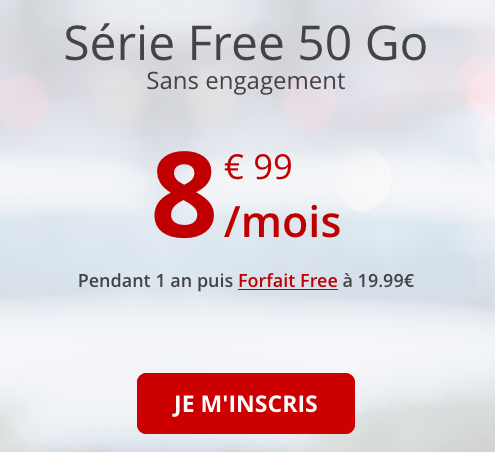 Un forfait pas cher et sans engagement avec 50 Go de 4G chez Free Mobile.