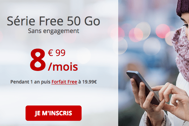 Promotion forfait mobile illimité chez Free. 