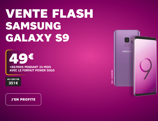 Vente flash SFR sur le Samsung Galaxy S9.