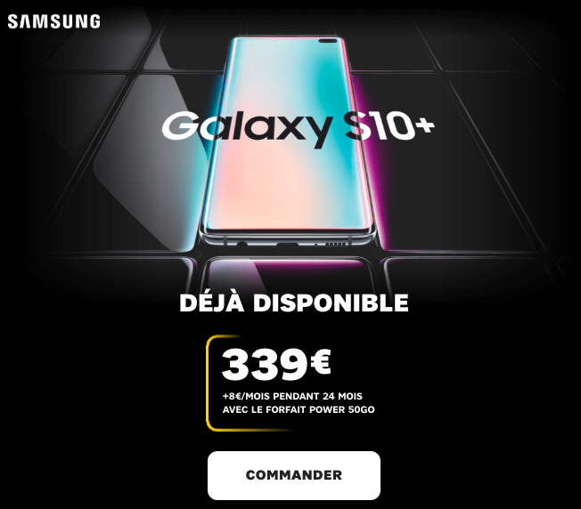 Le Samsung Galaxy S10+ avec SFR.