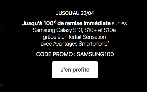 code SAMSUNG100 Bouygues Telecom