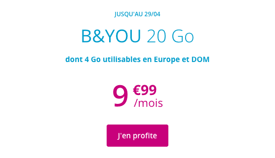 B&YOU promotion forfait mobile 4G.