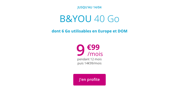 Forfait mobile B&YOU 40 Go.