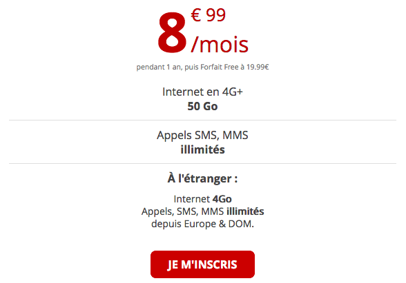 Free mobile promo forfait 4G pas cher.