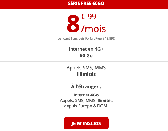 Promo sur la 4G avec le forfait à bas prix de Free mobile.