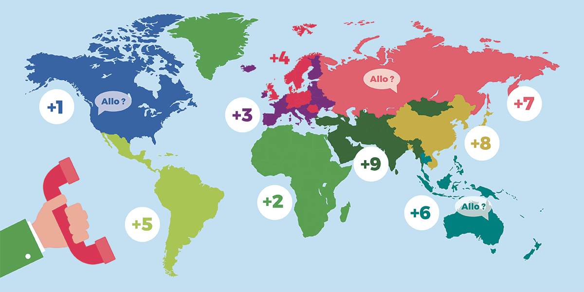 Localiser un indicatif téléphonique international