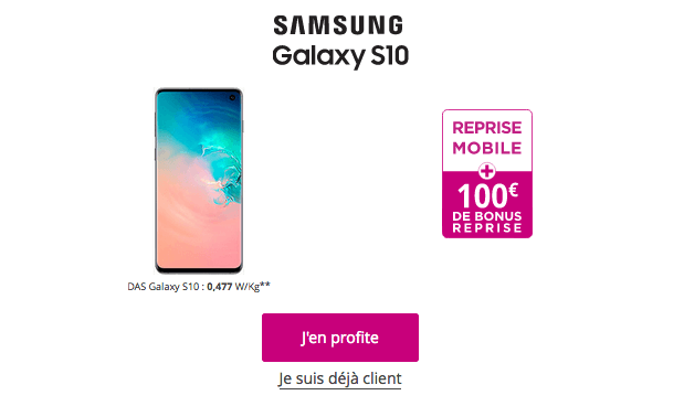 Bonus reprise Samsung Galaxy S10 Bouygues Telecom.