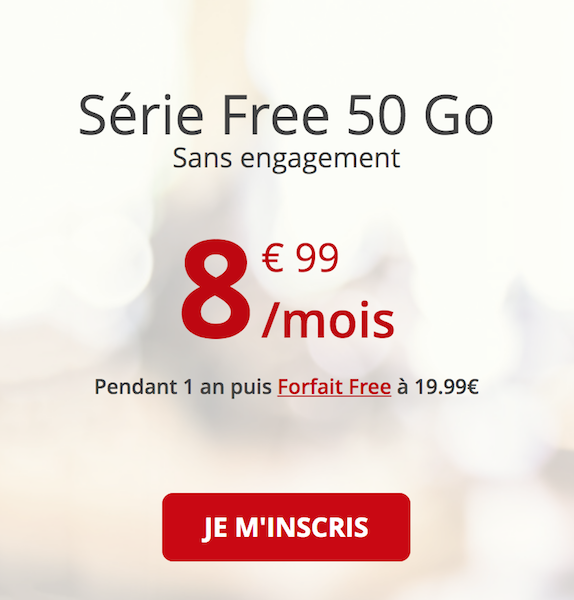 Forfait 50 Go de Free mobile à moins de 10 euros par mois.