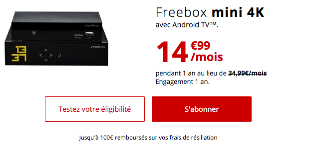 Promotion sur la fibre optique avec la Freebox mini 4K de Free.