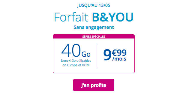 Forfait mobile B&YOU en promotion.