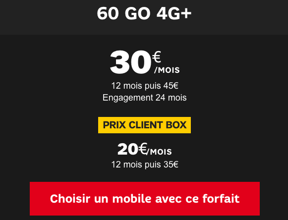 Promotion SFR forfait mobile 4G et smartphone premium.