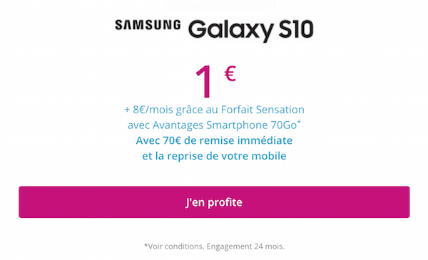 Samsung Galaxy S10 à 1€ avec la remise Bouygues Telecom