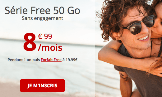 Forfait mobile pas cher 50 Go chez Free mobile.
