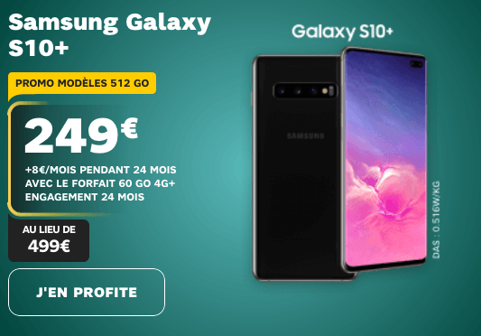 Samsung Galaxy S10+ et forfait 4G chez SFR.