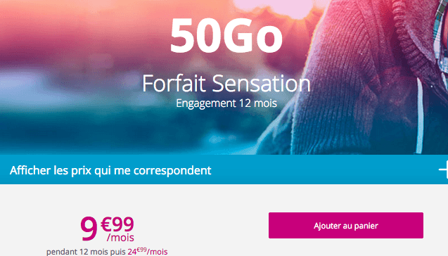 Promo forfait Sensation 50 Go Bouygues Telecom.