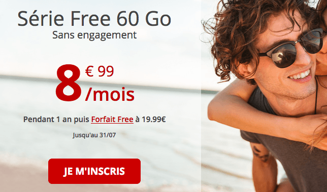 Promo forfait 4G Série Free 60 Go.