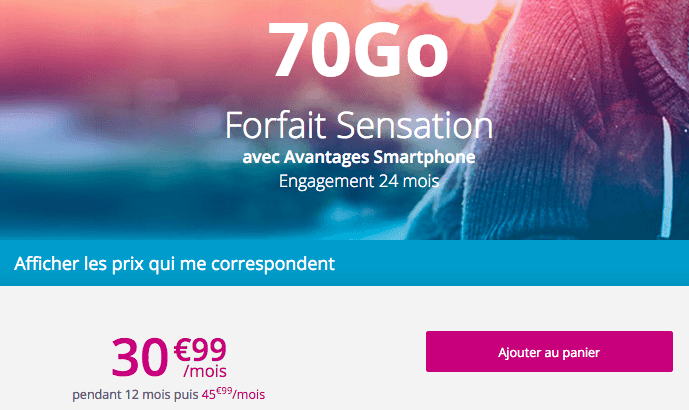 Sensation 70 Go Bouygues Telecom promo.