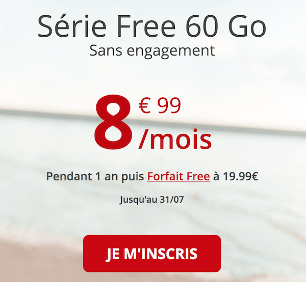 La série spéciale Free mobile 60 Go pour un forfait mobile à moins de 10 euros 