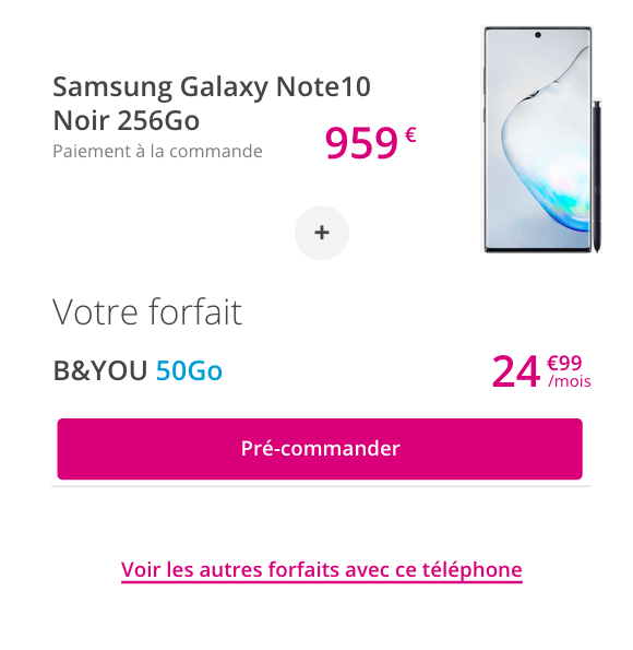 Précommande Galaxy Note 10 B&YOU.