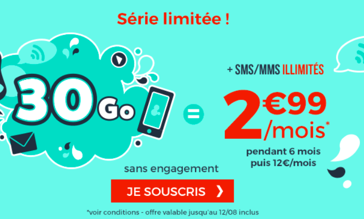La promotion Cdiscount Mobile 30 Go à 2,99€.