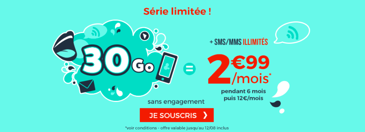 La promotion Cdiscount Mobile 30 Go à 2,99€.