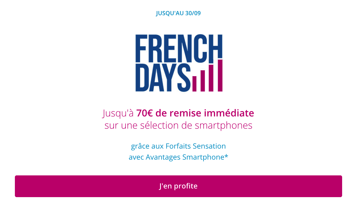 Jusqu'à 70€ de remise pour les French Days.
