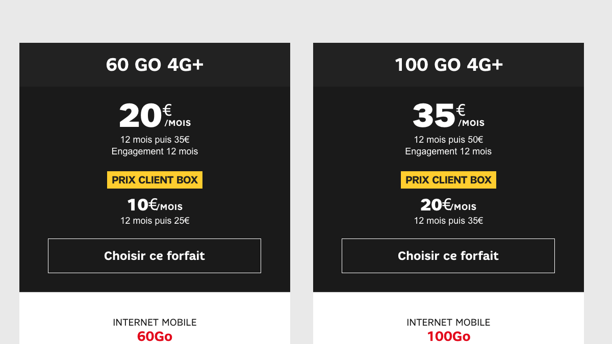 Forfait 4G pas cher SFR.