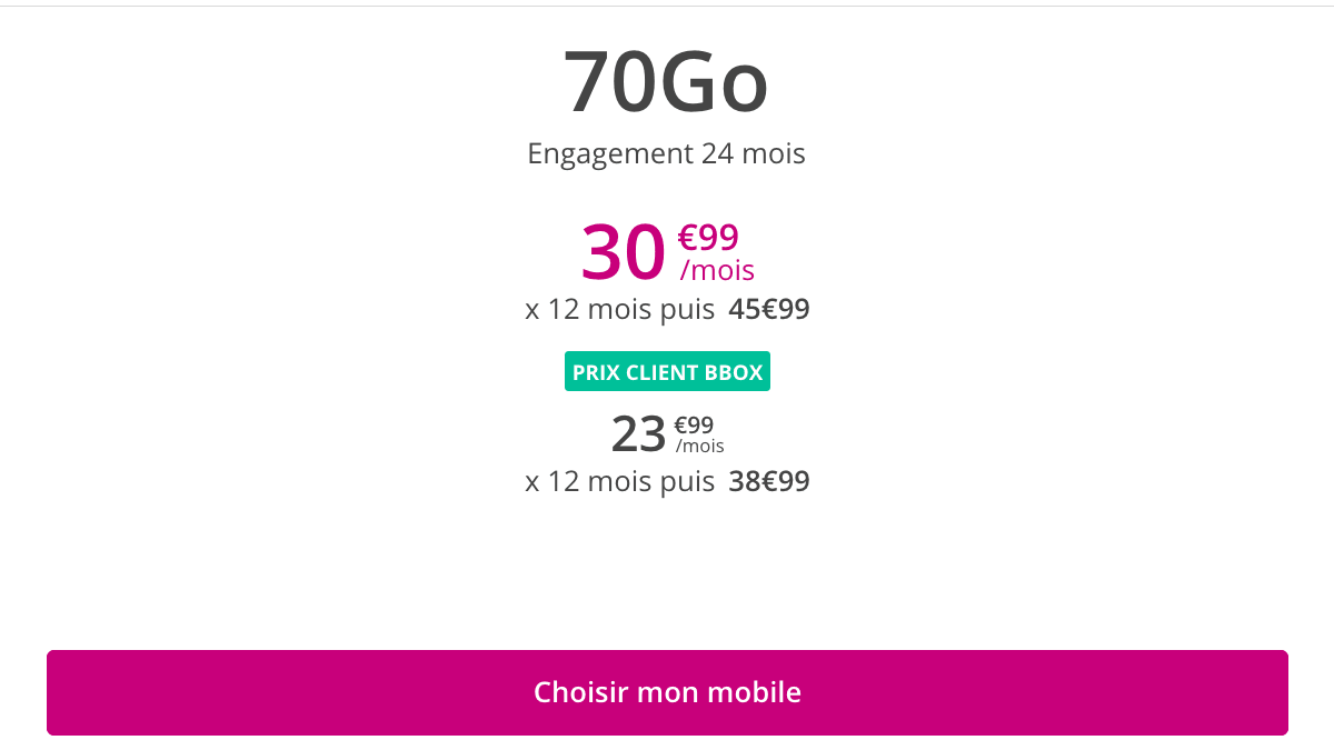 Sensation 70 Go forfait 4G.