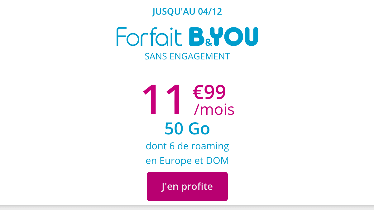 B&YOU promotion forfait mobile 4G.